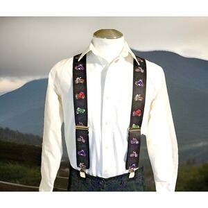 Men's 54" X 2" Motorcycles on Black Background XL, Adj. Suspenders / Braces